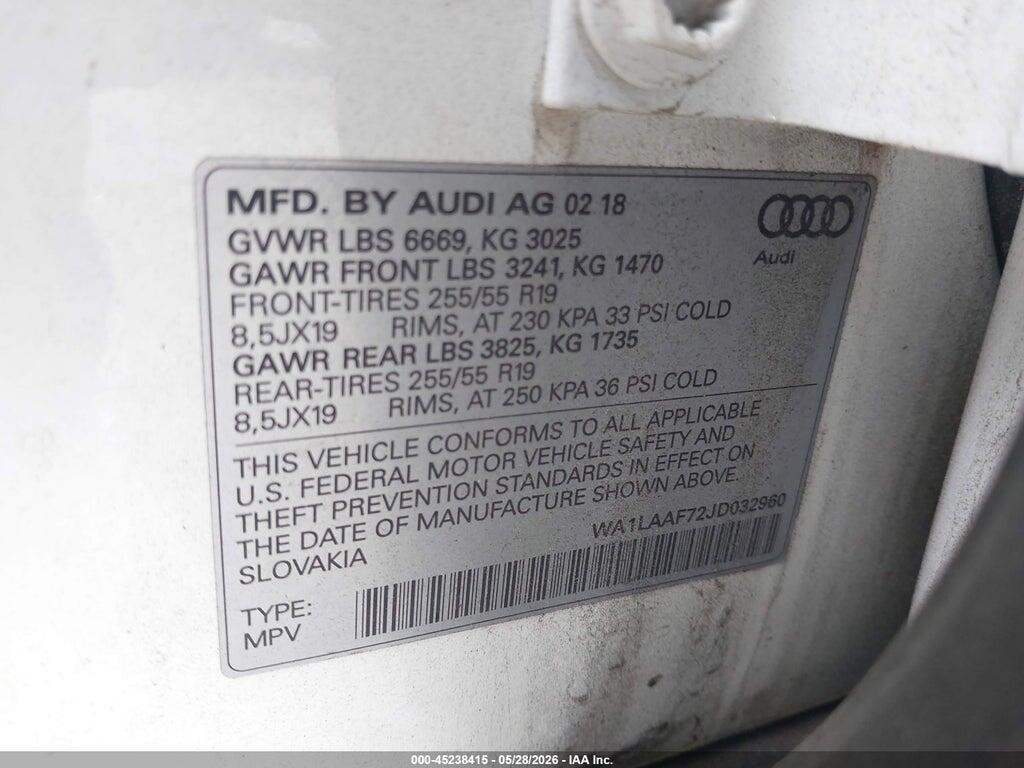 WA1LAAF72JD032960 2018 AUDI Q7 photo no. 9
