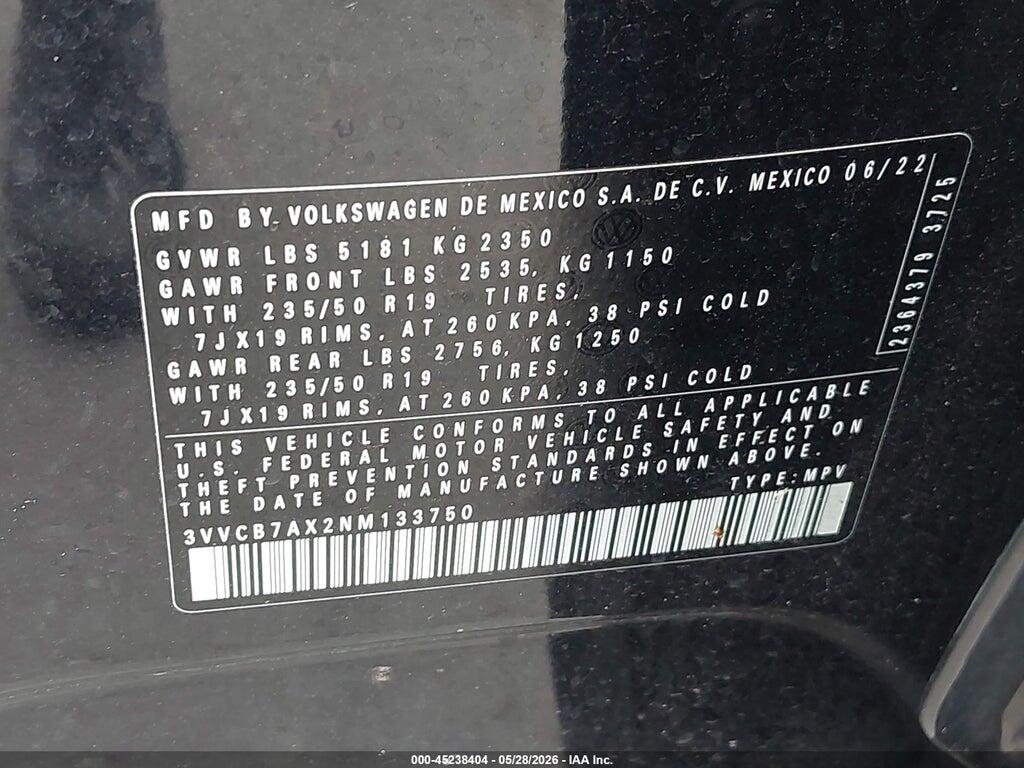 3VVCB7AX2NM133750 2022 VOLKSWAGEN TIGUAN photo no. 9