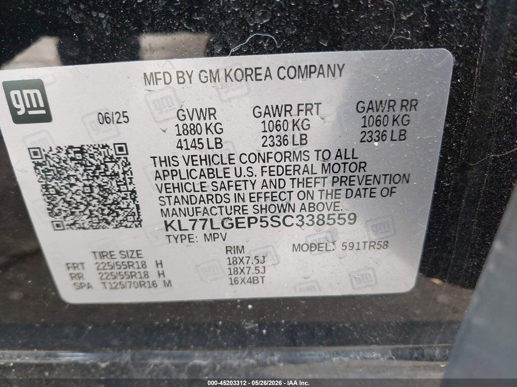 KL77LGEP5SC338559 2025 CHEVROLET TRAX photo no. 9