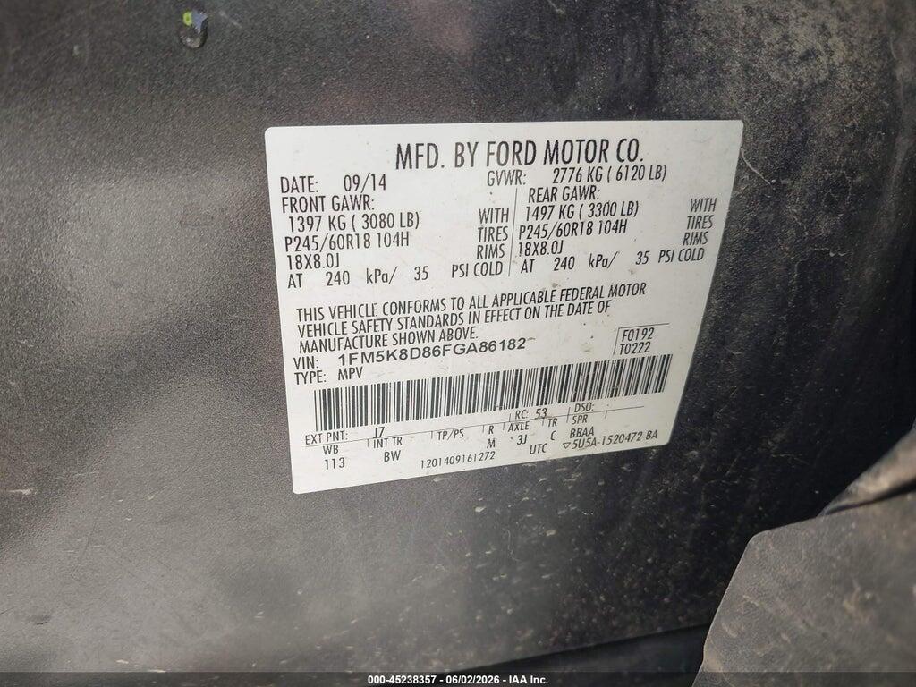1FM5K8D86FGA86182 2015 FORD EXPLORER photo no. 9