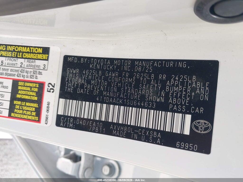 4T1DAACK1SU644633 2025 TOYOTA CAMRY photo no. 9