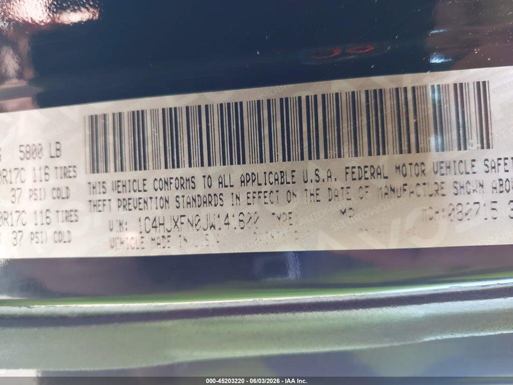 1C4HJXFN0JW141600 2018 JEEP WRANGLER UNLIMITED photo no. 9