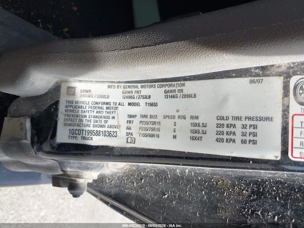 1GCDT199588103623 2008 CHEVROLET COLORADO photo no. 9
