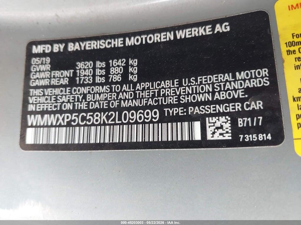 WMWXP5C58K2L09699 2019 MINI HARDTOP photo no. 9