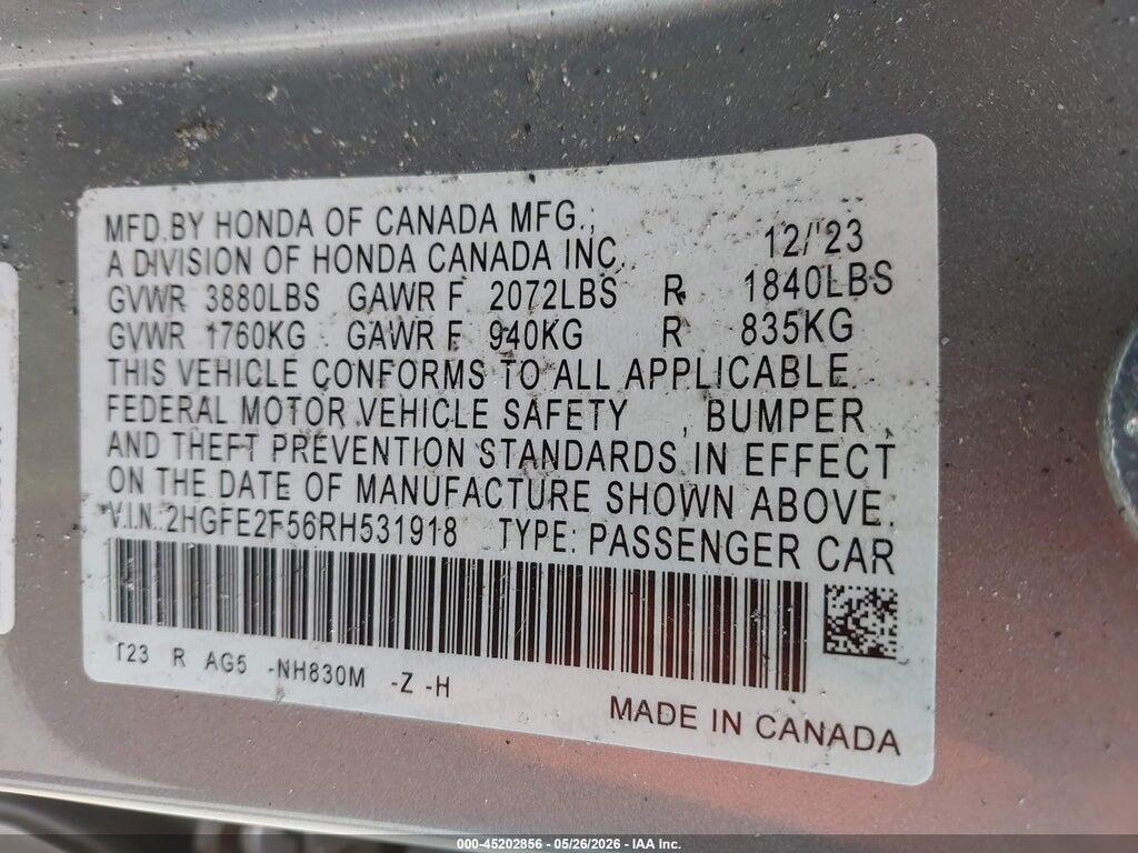 2HGFE2F56RH531918 2024 HONDA CIVIC photo no. 9