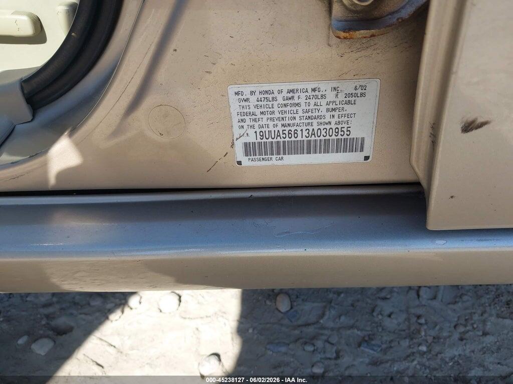 19UUA56613A030955 2003 ACURA TL photo no. 9