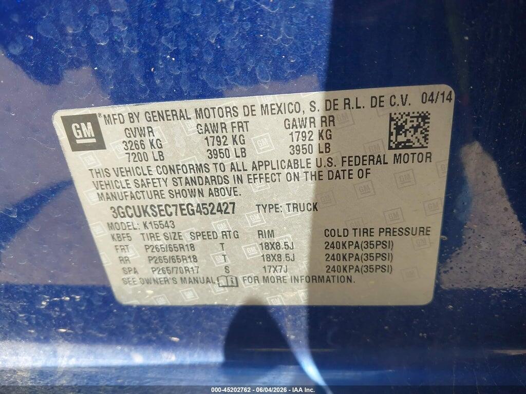 3GCUKSEC7EG452427 2014 CHEVROLET SILVERADO 1500 photo no. 9
