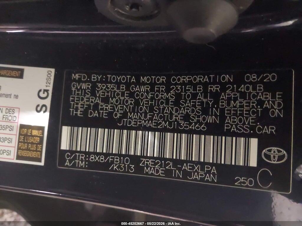 JTDEPMAE2MJ135466 2021 TOYOTA COROLLA photo no. 9