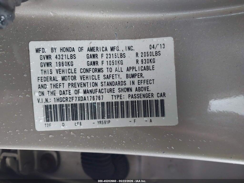 1HGCR2F7XDA176767 2013 HONDA ACCORD photo no. 9