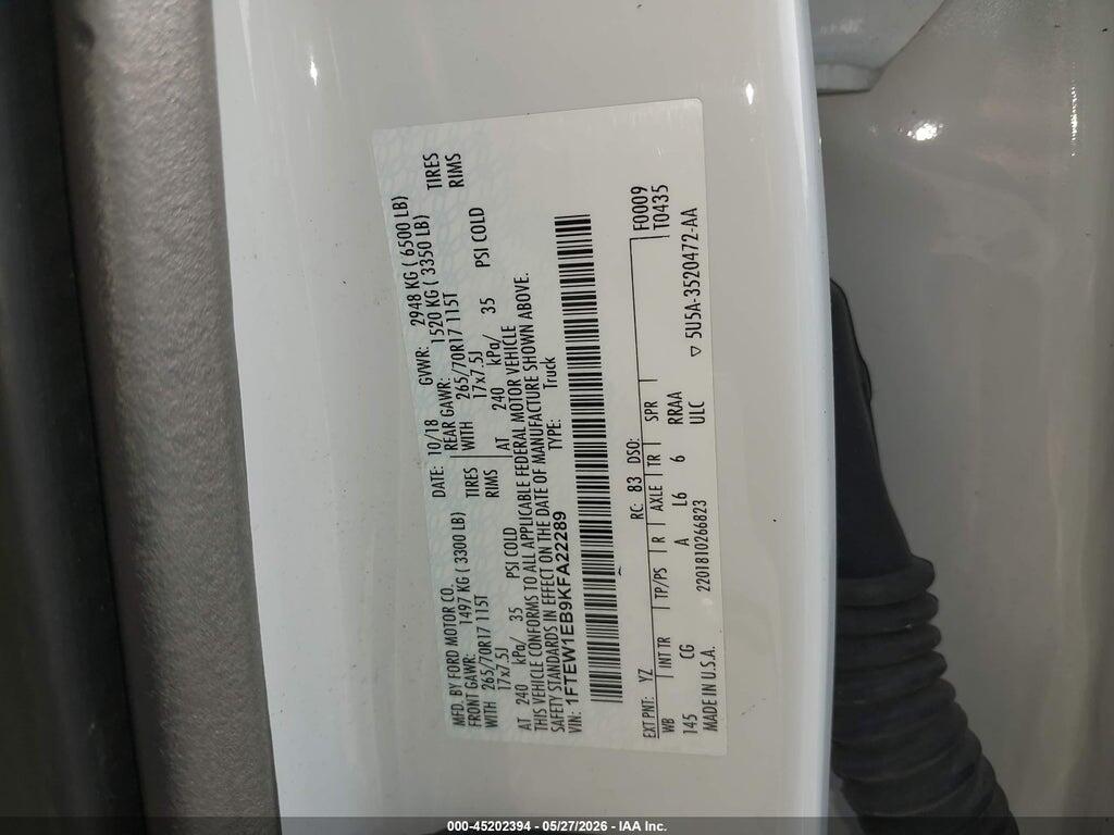 1FTEW1EB9KFA22289 2019 FORD F-150 photo no. 9