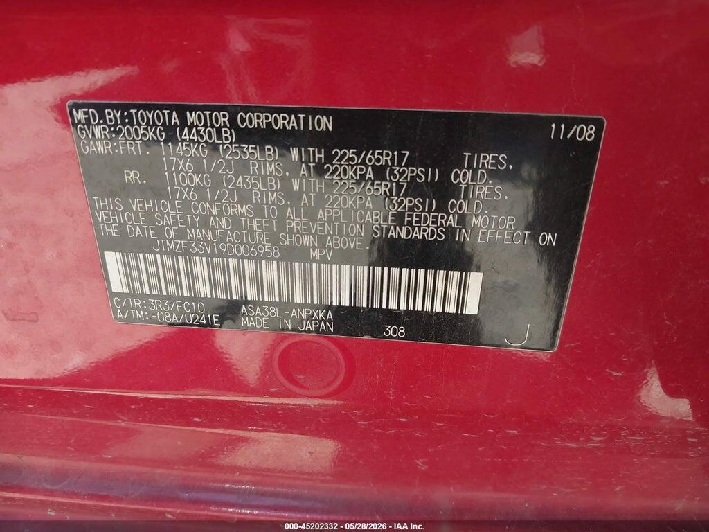 JTMZF33V19D006958 2009 TOYOTA RAV4 photo no. 9