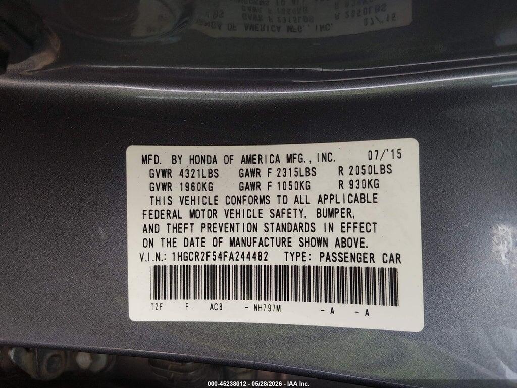 1HGCR2F54FA244482 2015 HONDA ACCORD photo no. 9