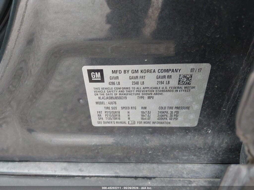 KL4CJASB9JB508319 2018 BUICK ENCORE photo no. 9
