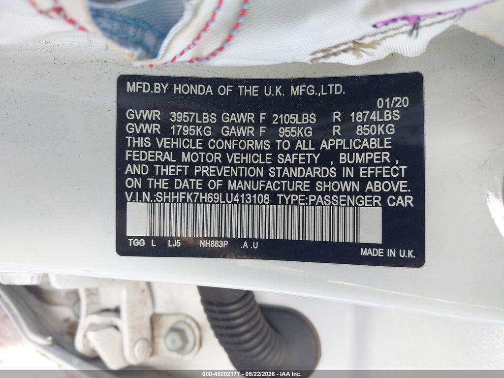 SHHFK7H69LU413108 2020 HONDA CIVIC photo no. 9