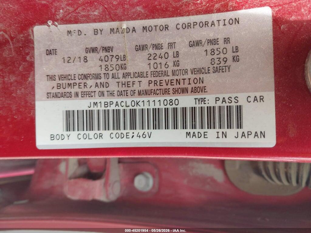 JM1BPACL0K1111080 2019 MAZDA MAZDA3 photo no. 9