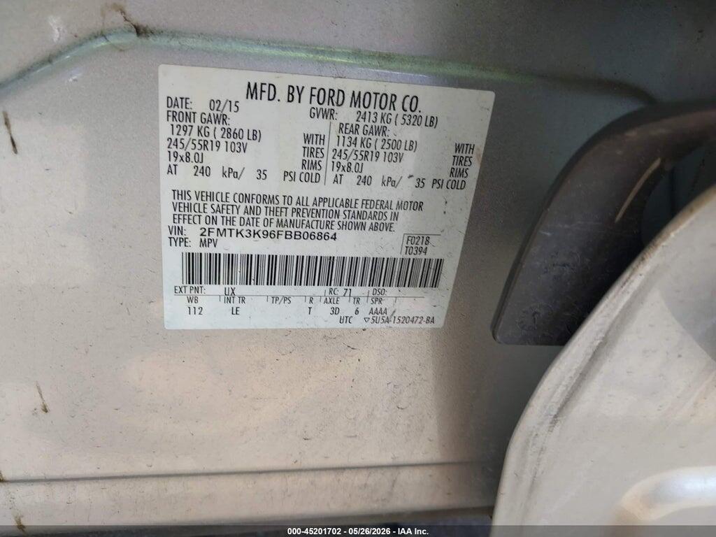 2FMTK3K96FBB06864 2015 FORD EDGE photo no. 9