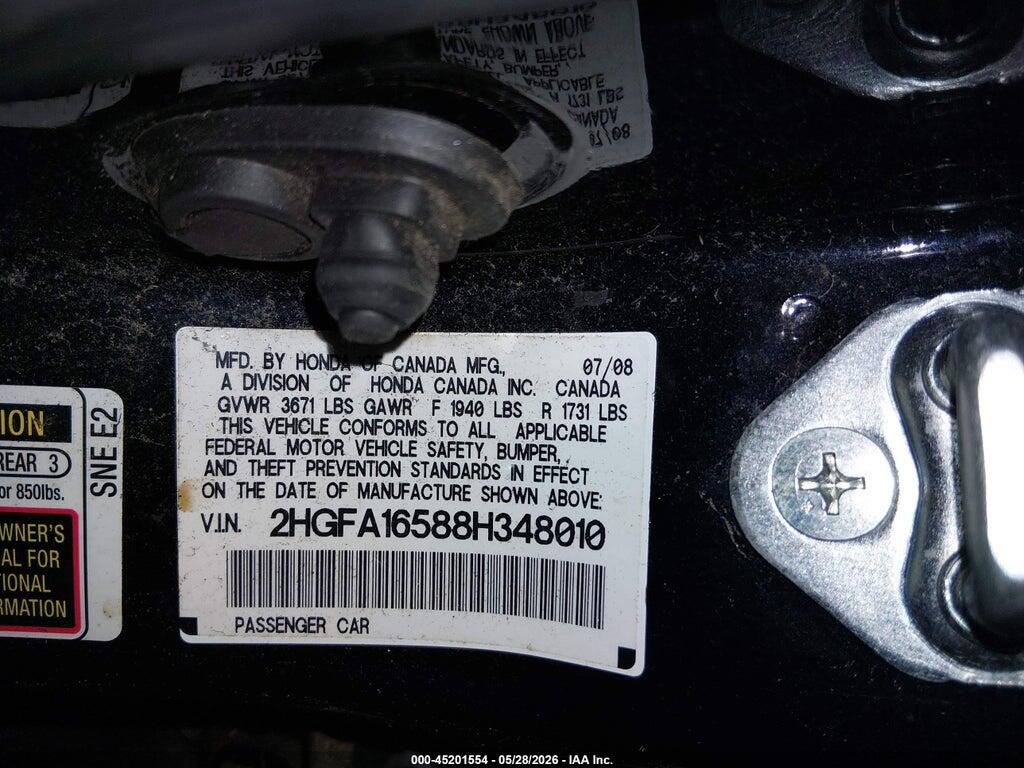 2HGFA16588H348010 2008 HONDA CIVIC photo no. 9