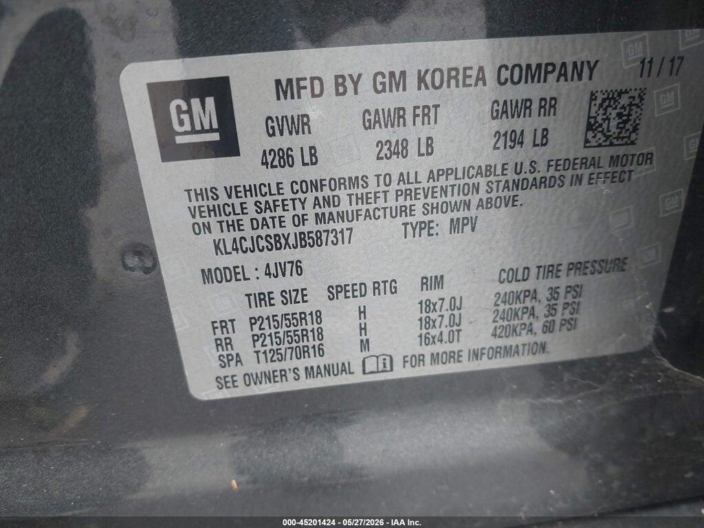 KL4CJCSBXJB587317 2018 BUICK ENCORE photo no. 9
