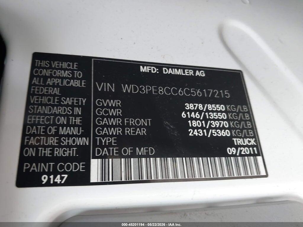 WD3PE8CC6C5617215 2012 MERCEDES-BENZ SPRINTER 2500 photo no. 9