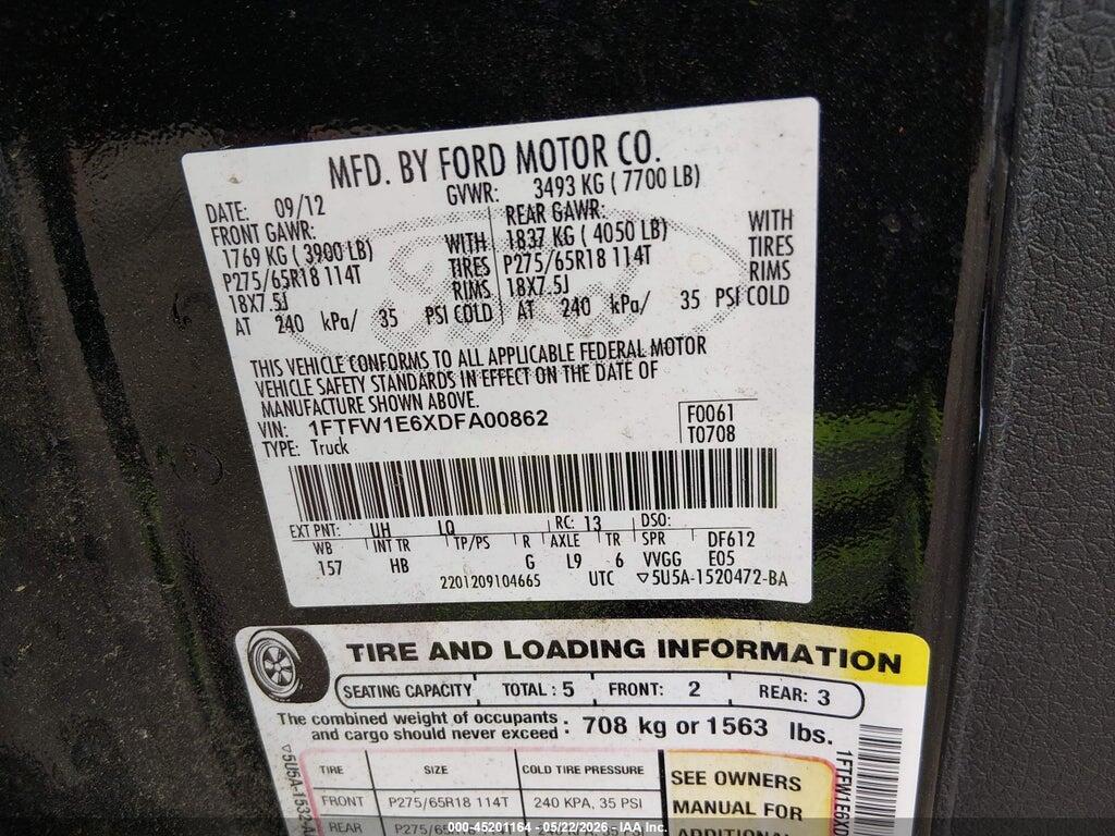 1FTFW1E6XDFA00862 2013 FORD F-150 photo no. 9