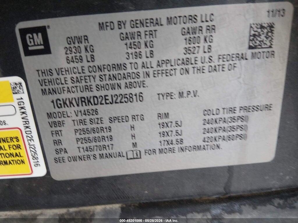 1GKKVRKD2EJ225816 2014 GMC ACADIA photo no. 9