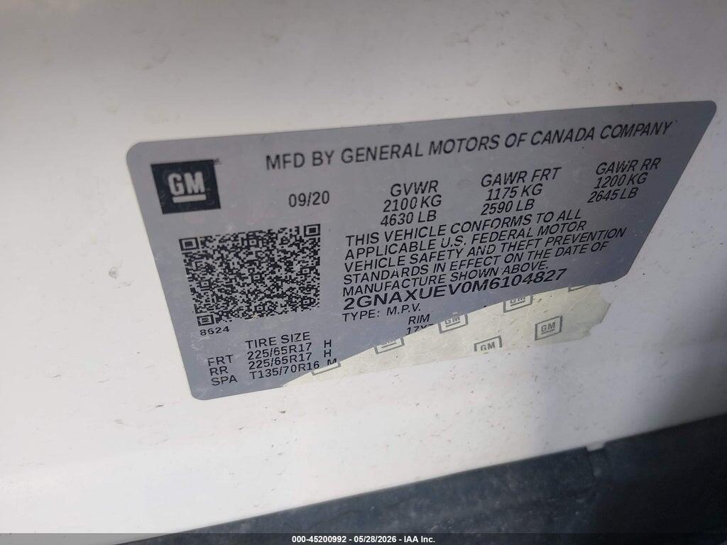 2GNAXUEV0M6104827 2021 CHEVROLET EQUINOX photo no. 9