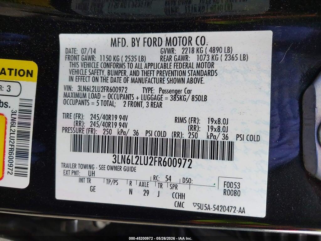3LN6L2LU2FR600972 2015 LINCOLN MKZ HYBRID photo no. 9