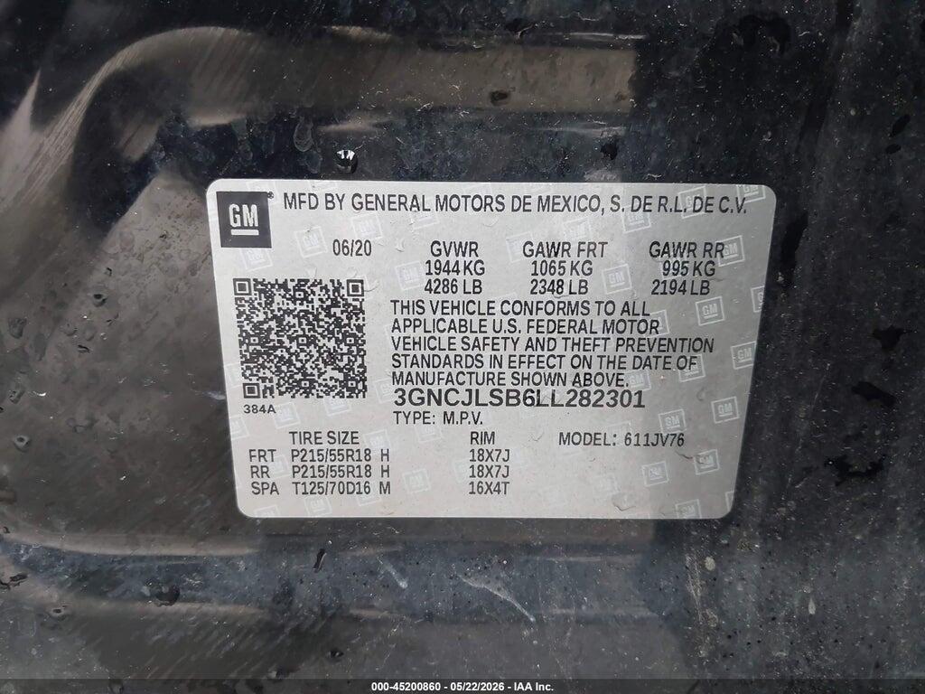3GNCJLSB6LL282301 2020 CHEVROLET TRAX photo no. 9