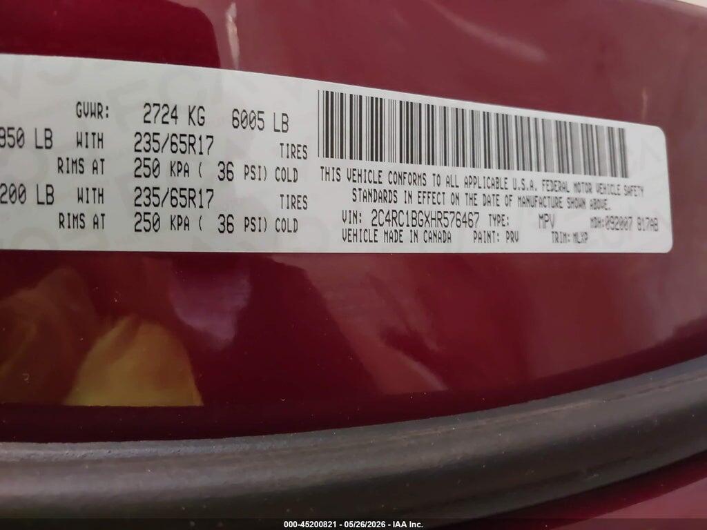 2C4RC1BGXHR576467 2017 CHRYSLER PACIFICA photo no. 9