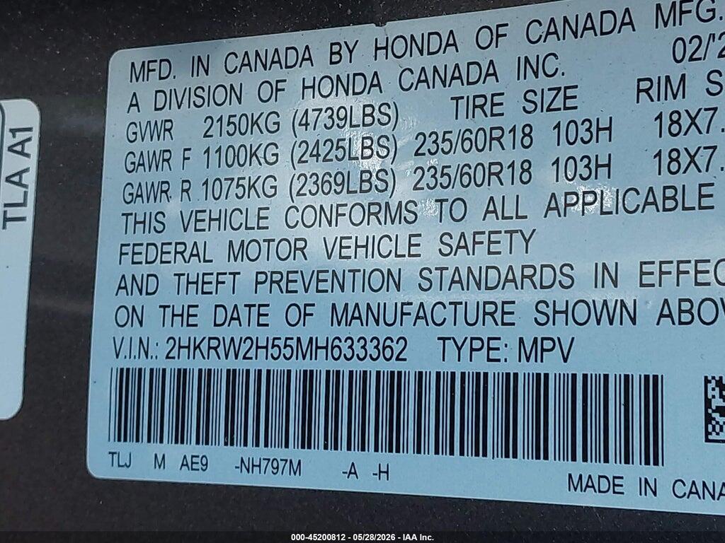 2HKRW2H55MH633362 2021 HONDA CR-V photo no. 9