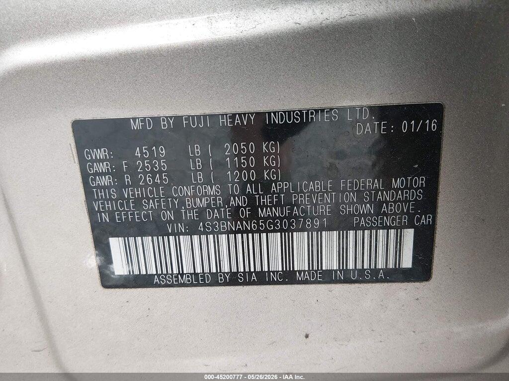 4S3BNAN65G3037891 2016 SUBARU LEGACY photo no. 9