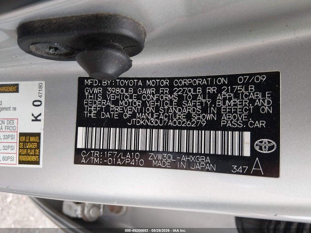 JTDKN3DU7A0026279 2010 TOYOTA PRIUS photo no. 9