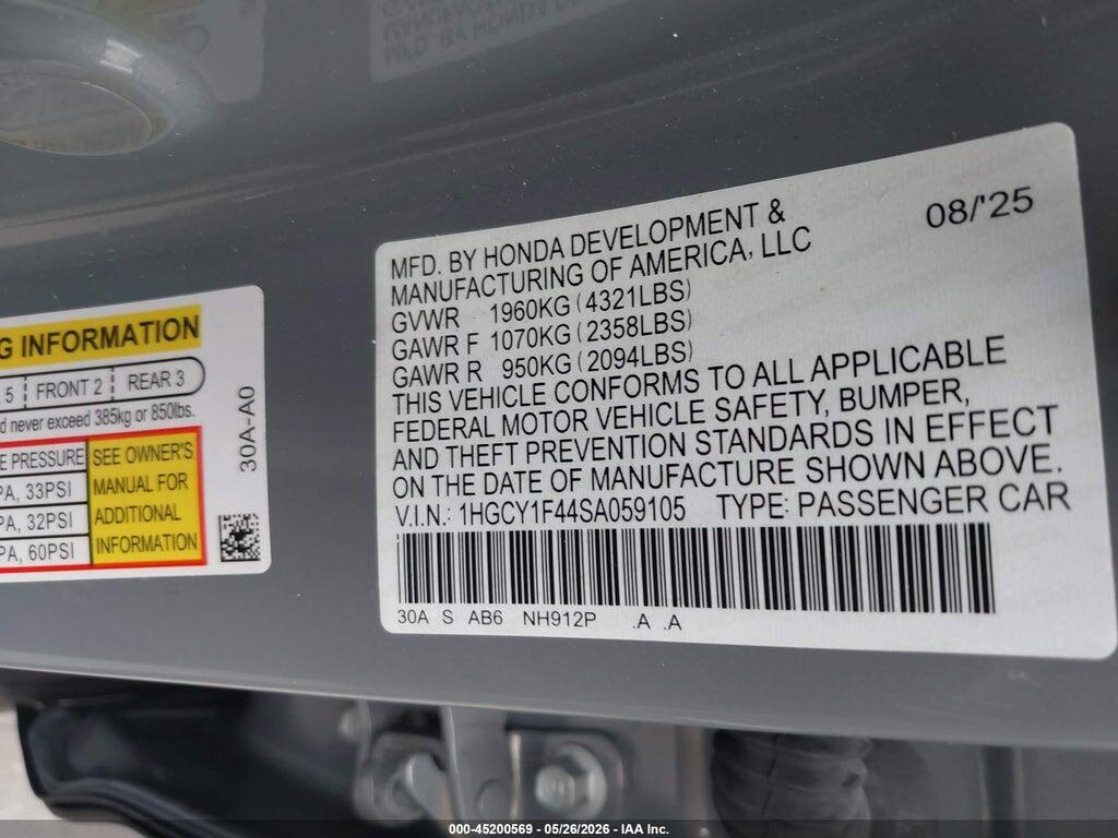 1HGCY1F44SA059105 2025 HONDA ACCORD photo no. 9