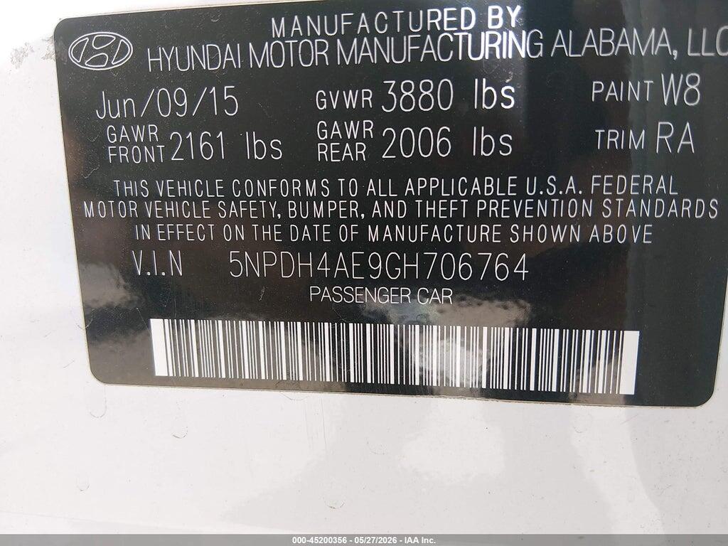 5NPDH4AE9GH706764 2016 HYUNDAI ELANTRA photo no. 9