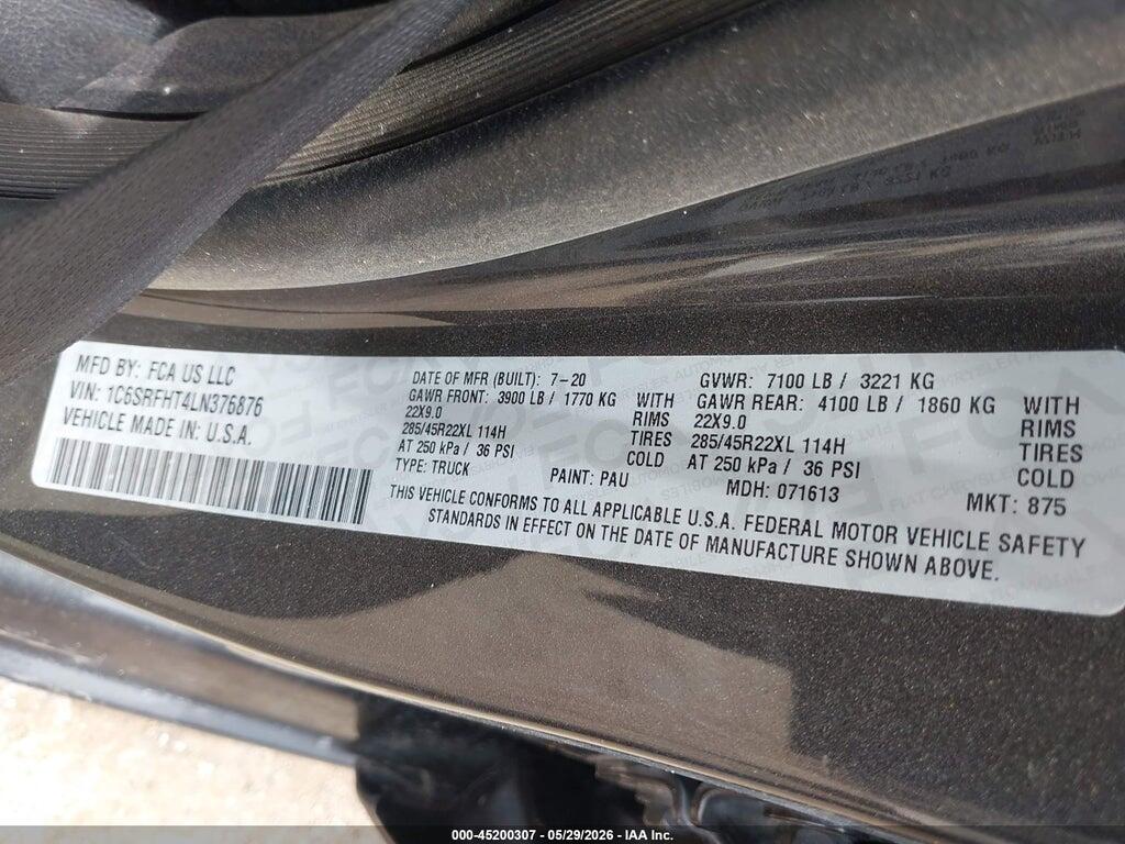 1C6SRFHT4LN376876 2020 RAM 1500 photo no. 9