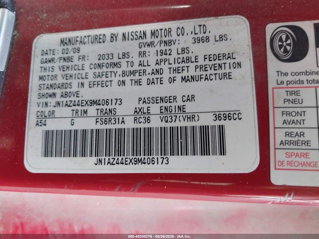 JN1AZ44EX9M406173 2009 NISSAN 370Z photo no. 9