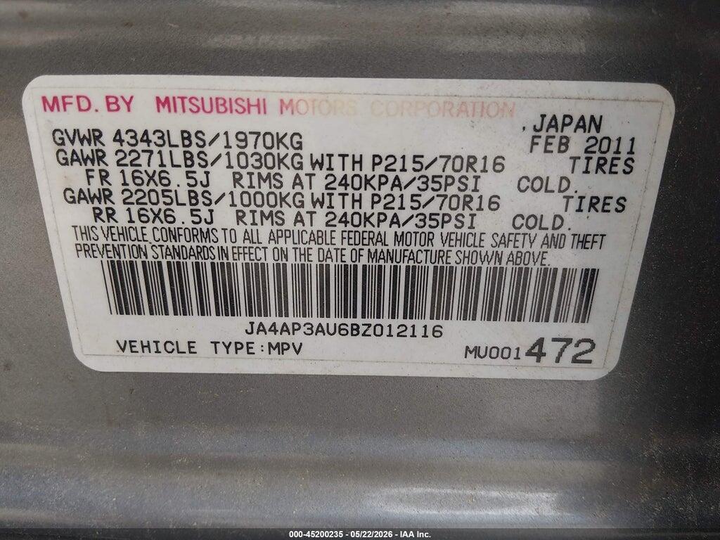 JA4AP3AU6BZ012116 2011 MITSUBISHI OUTLANDER SPORT photo no. 9