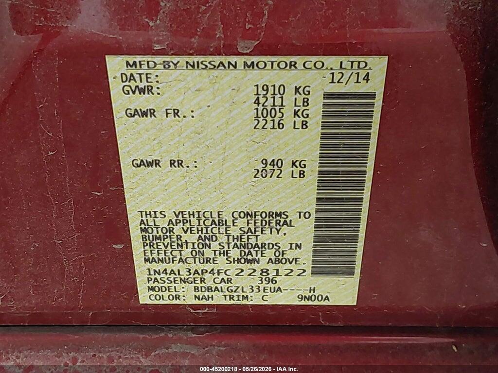 1N4AL3AP4FC228122 2015 NISSAN ALTIMA photo no. 9