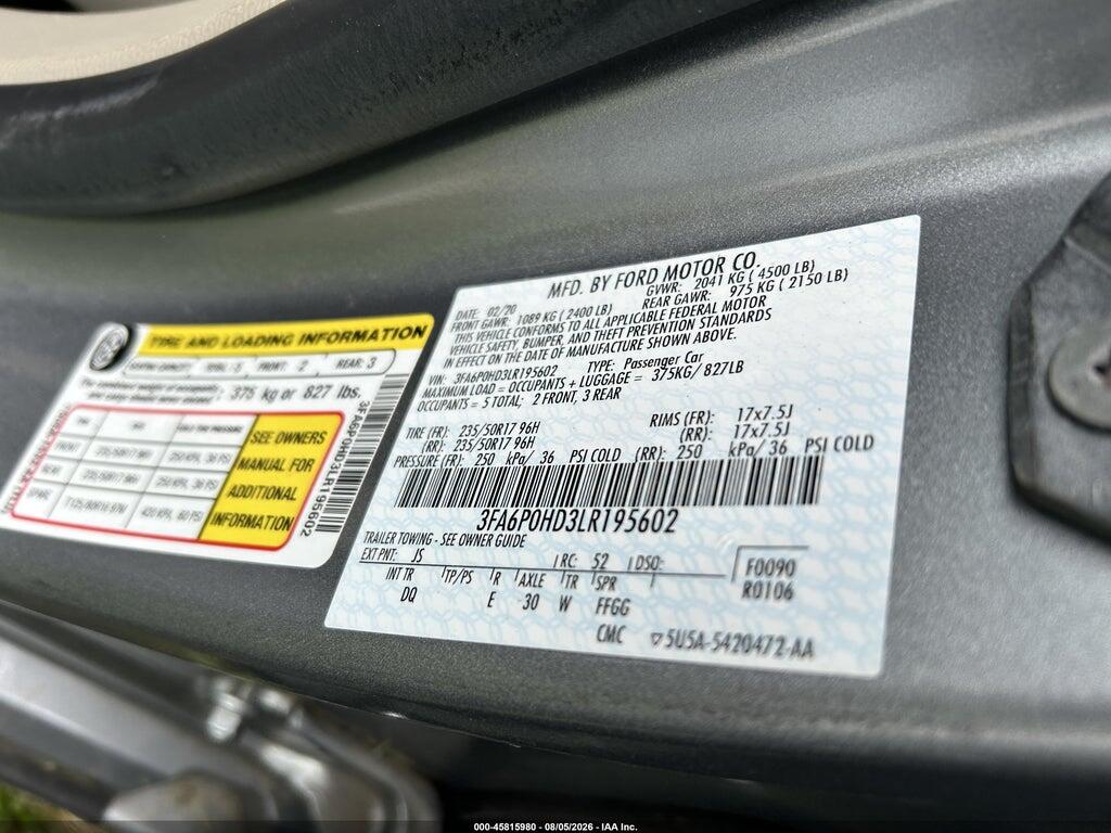 3FA6P0HD3LR195602 2020 FORD FUSION photo no. 9