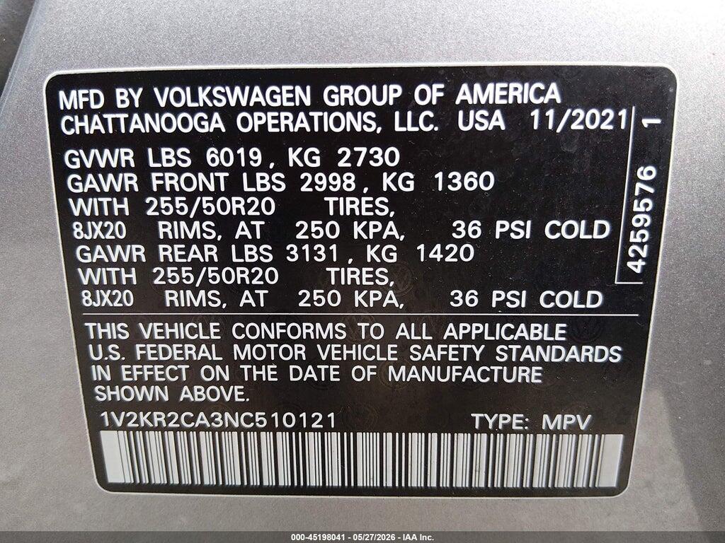 1V2KR2CA3NC510121 2022 VOLKSWAGEN ATLAS photo no. 9