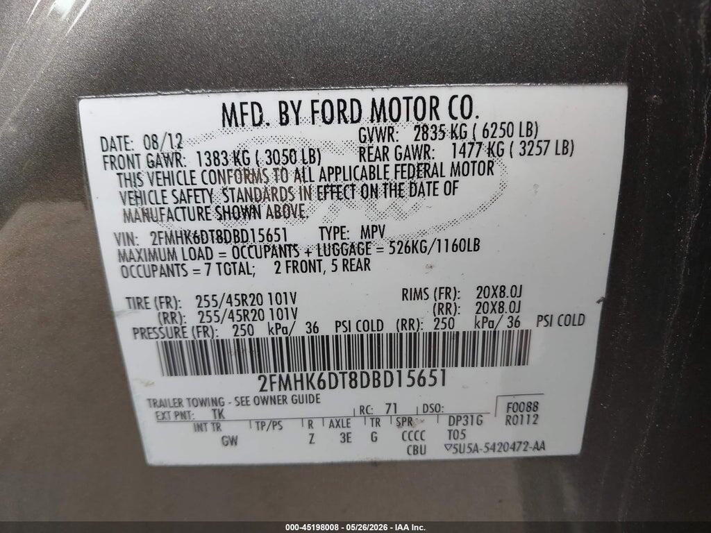 2FMHK6DT8DBD15651 2013 FORD FLEX photo no. 9