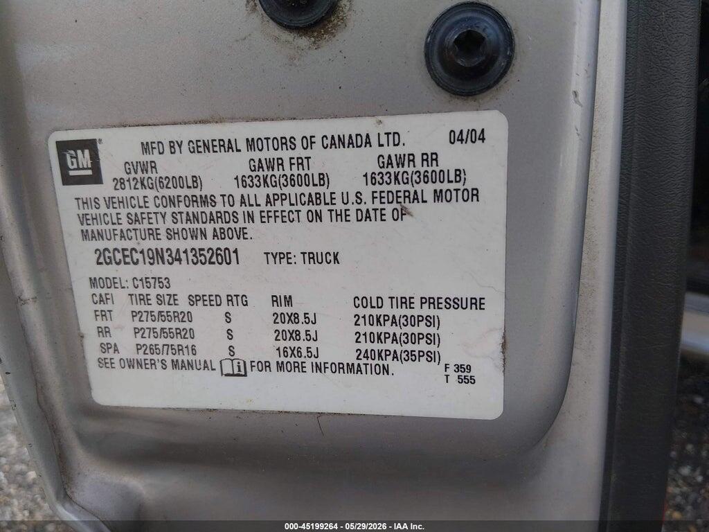 2GCEC19N341352601 2004 CHEVROLET SILVERADO 1500 photo no. 9