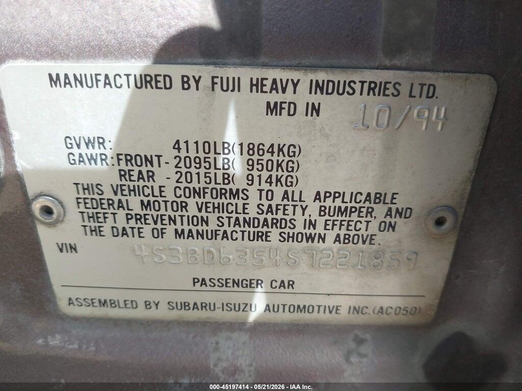 4S3BD6354S7221859 1995 SUBARU LEGACY photo no. 9
