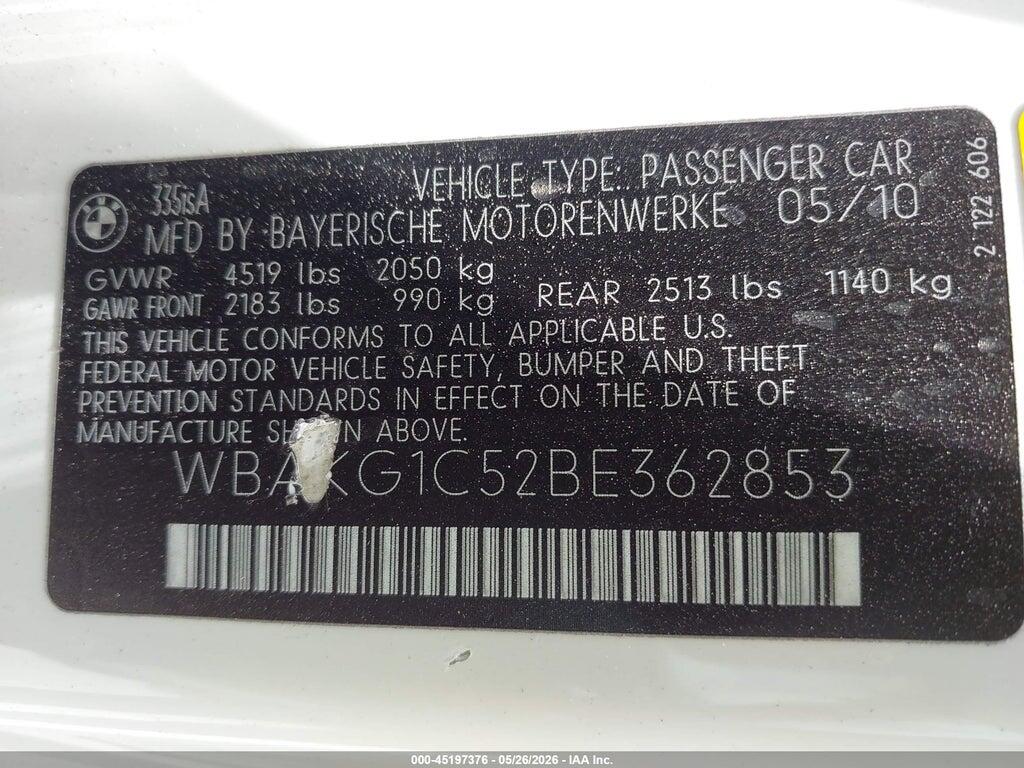 WBAKG1C52BE362853 2011 BMW 335IS photo no. 9