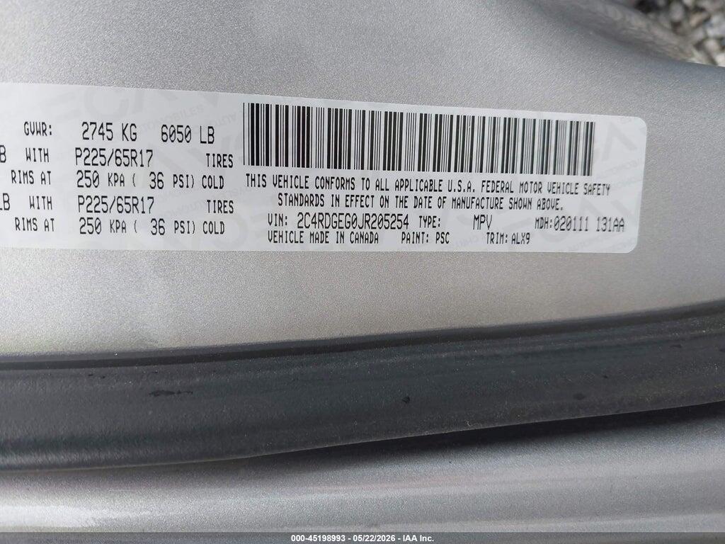 2C4RDGEG0JR205254 2018 DODGE GRAND CARAVAN photo no. 9