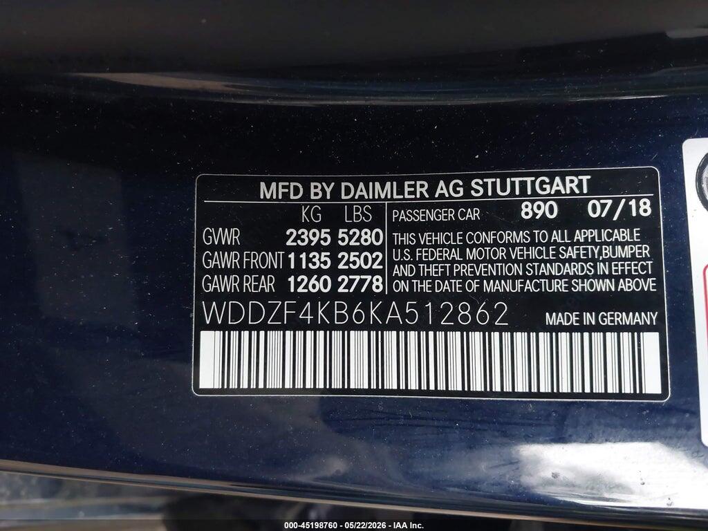 WDDZF4KB6KA512862 2019 MERCEDES-BENZ E 300 photo no. 9