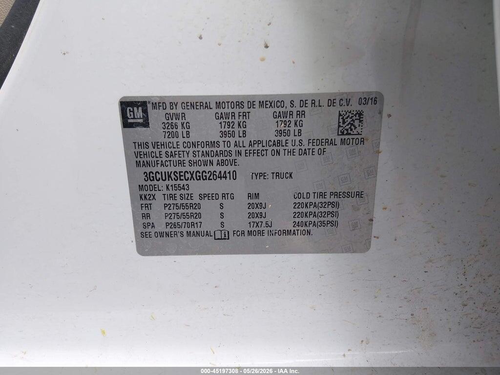3GCUKSECXGG264410 2016 CHEVROLET SILVERADO 1500 photo no. 9
