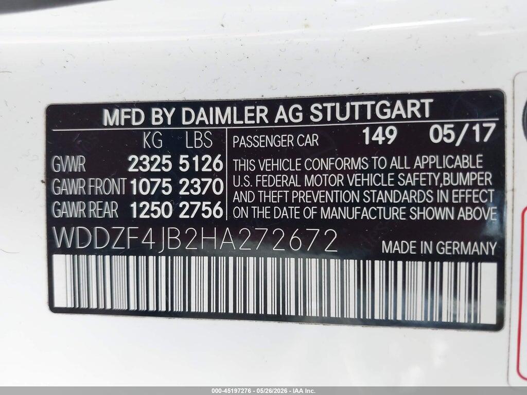 WDDZF4JB2HA272672 2017 MERCEDES-BENZ E 300 photo no. 9