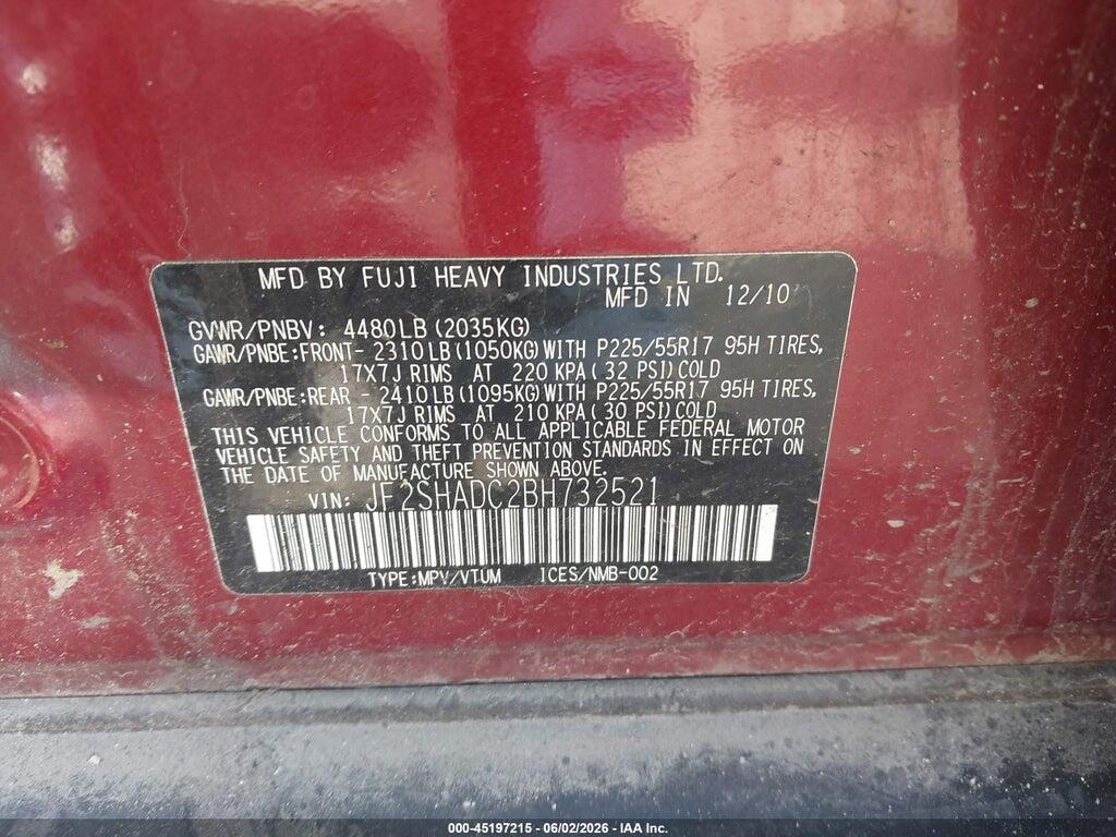 JF2SHADC2BH732521 2011 SUBARU FORESTER photo no. 9