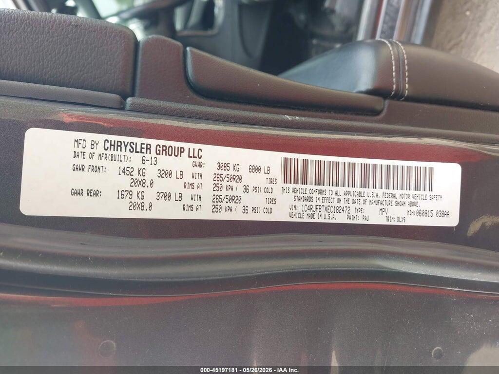 1C4RJFBTXEC182472 2014 JEEP GRAND CHEROKEE photo no. 9